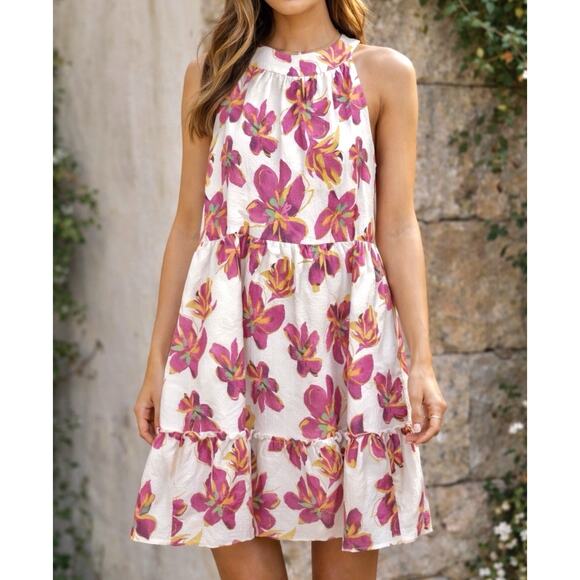 Anthropologie Dresses & Skirts - THML Tiered Halter Dress Womens Sz S Floral Summer Flowy Lined Anthropologie